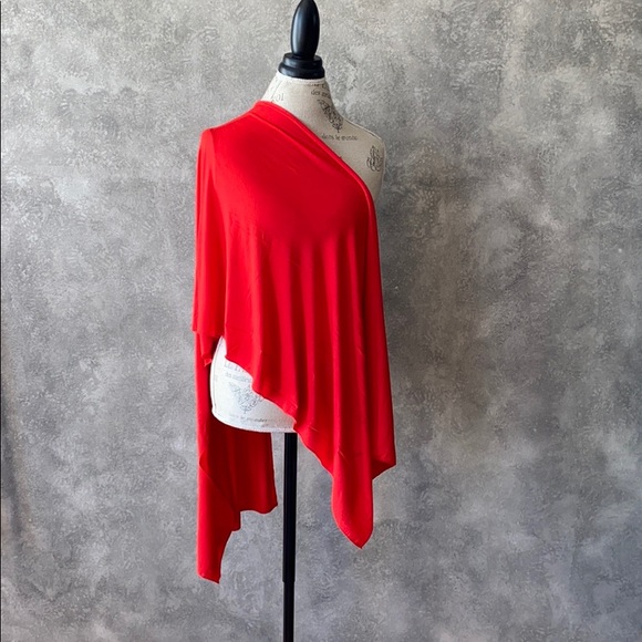 Accessories - Red Solid Color Jersey Cotton Hijab Scarf Turban